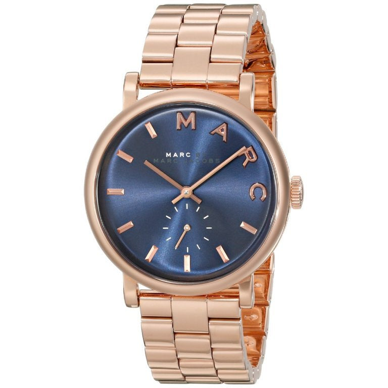 Marc Jacobs Baker Blue Dial Rose Gold Steel Strap Watch for Women - MBM3330
