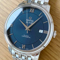 Omega De Ville Prestige Co-Axial Orbis Blue Dial Silver Steel Strap Watch for Men - 424.10.40.20.03.001