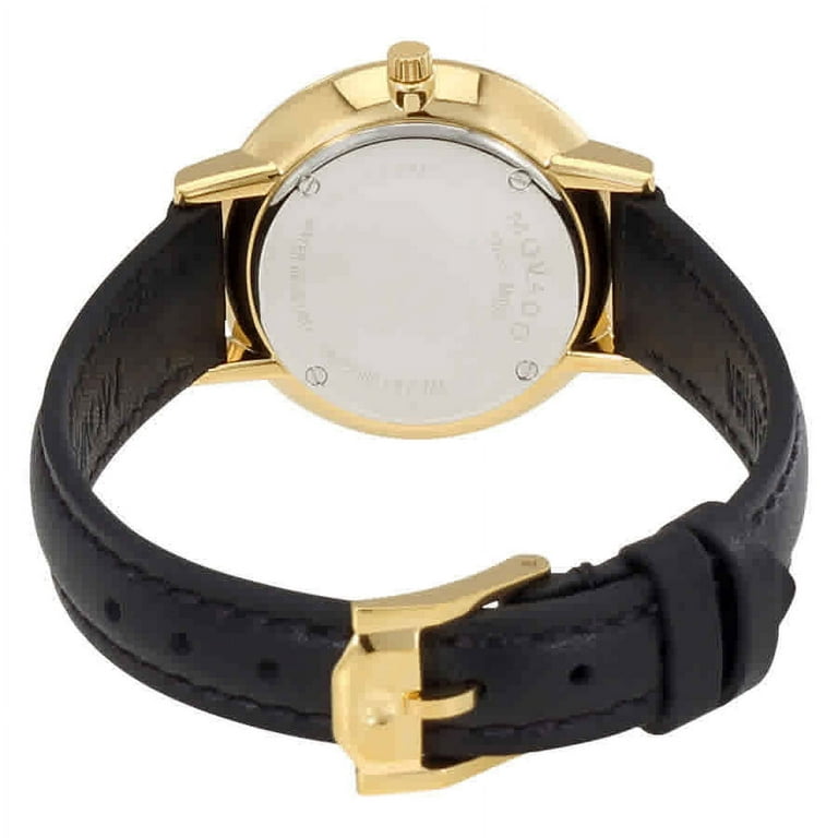 Movado Ultra Slim Black Dial Black Leather Strap Watch For Women - 0607095