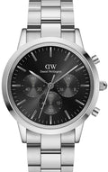 Daniel Wellington Iconic Chronograph Link Black Dial Silver Steel Strap Watch For Men - DW00100645
