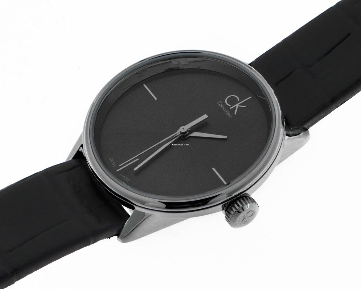 Calvin Klein Accent Black Dial Black Leather Strap Watch for Women - K2Y2Y1C3