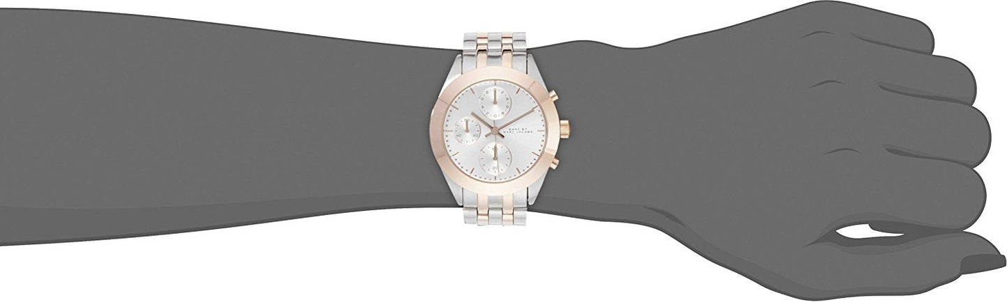 Marc Jacobs Peeker Chronograph Silver Two Tone Steel Strap Watch for Women - MBM3369