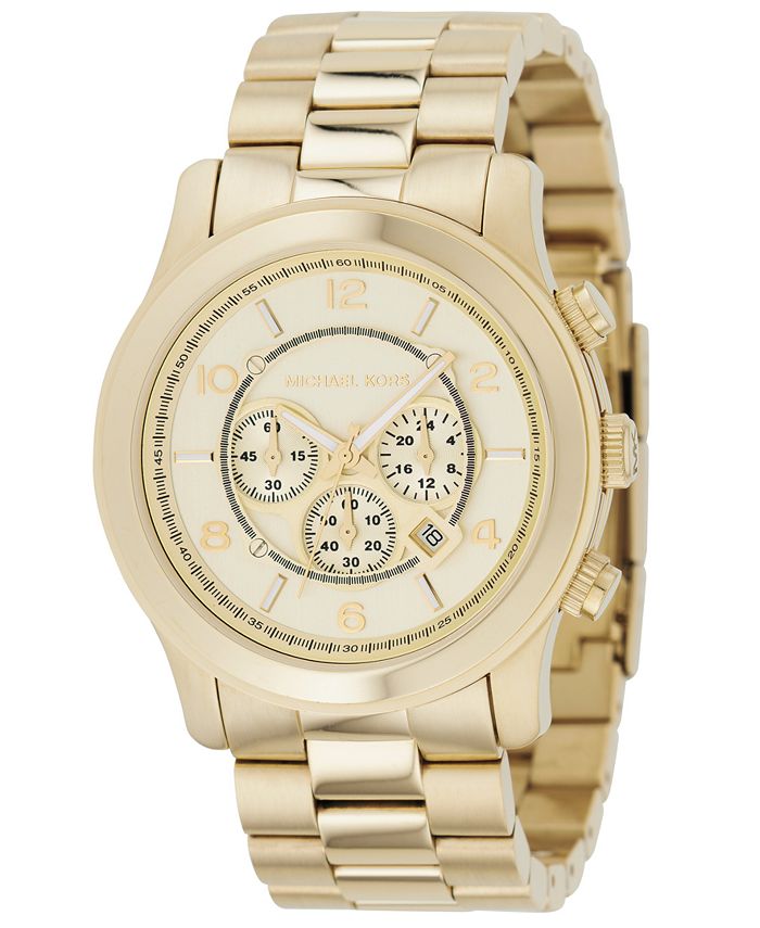 Michael Kors Runway Gold Dial Gold Steel Strap Watch for Men - MK8077