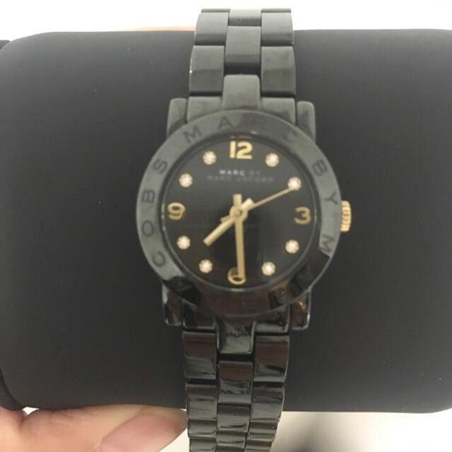 Marc Jacobs Amy Black Dial Black Steel Strap Watch for Women - MBM8595
