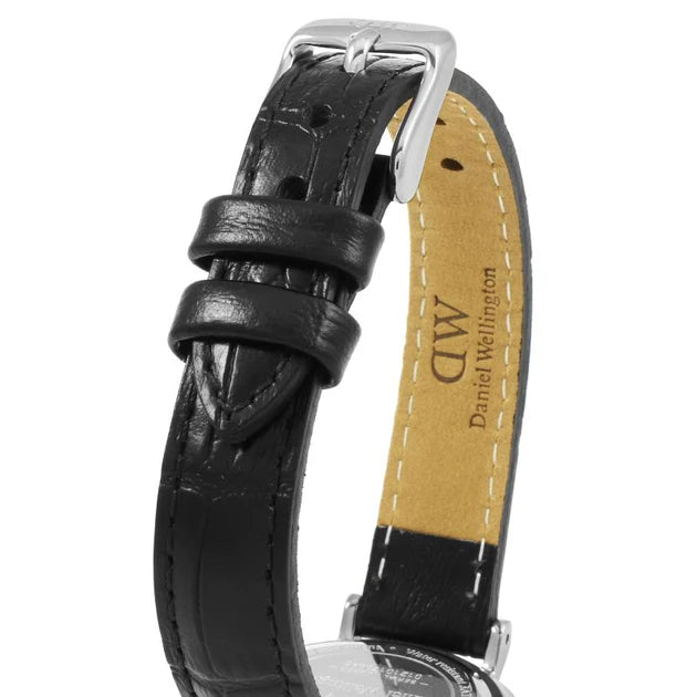 Daniel Wellington Classic Petite Reading White Dial Black Leather Strap Watch For Women - DW00100241