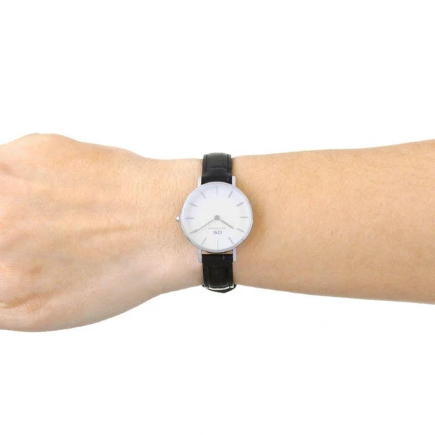 Daniel Wellington Classic Petite Reading White Dial Black Leather Strap Watch For Women - DW00100241