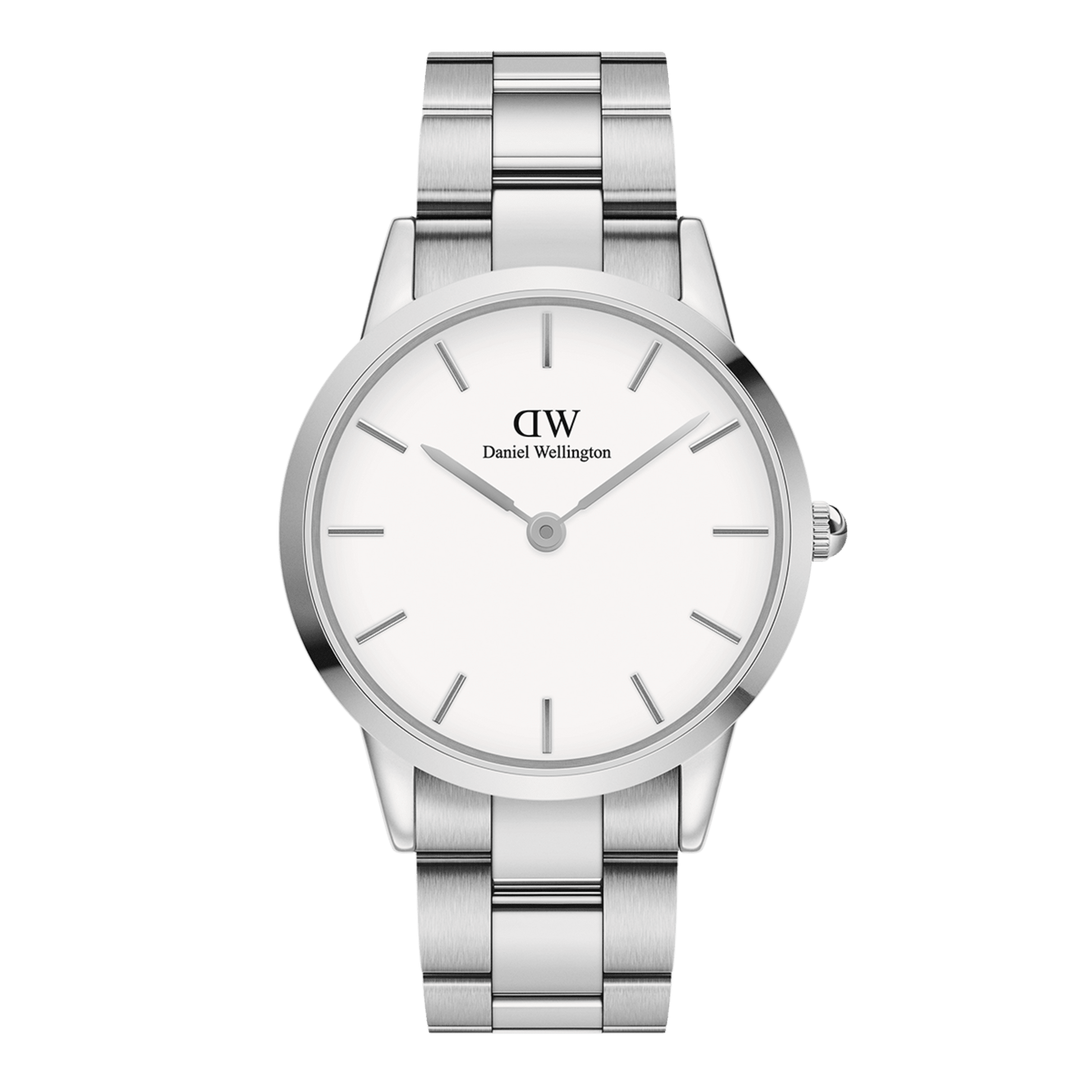 Daniel Wellington Iconic Link White Dial Silver Steel Strap Watch For Women - DW00100205