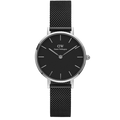 Daniel Wellington Petite Ashfield Black Dial Black Mesh Strap Watch For Women - DW00100202