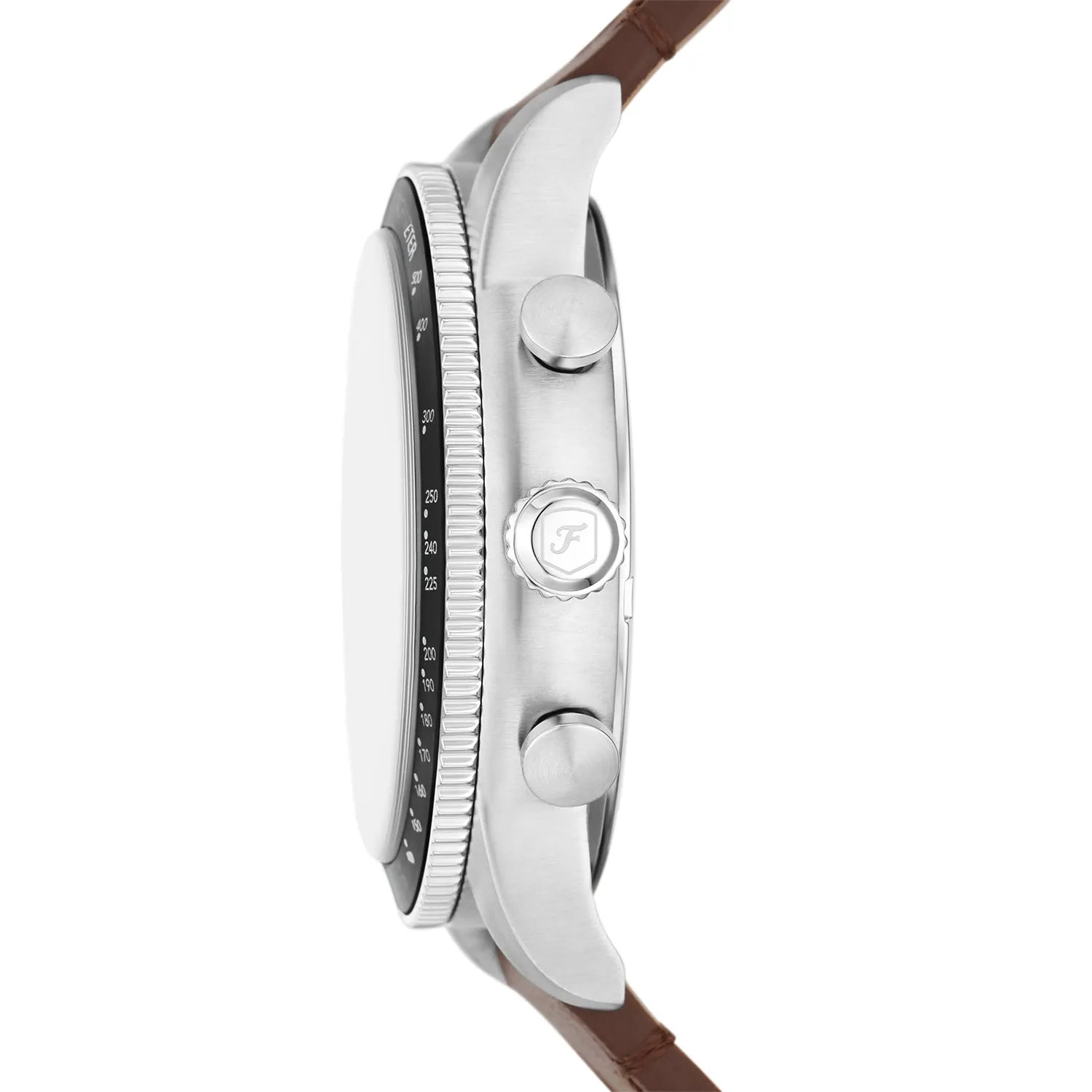 Fossil Sport Tourer Chronograph White Dial Brown Leather Strap Watch for Men - FS6042