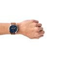 Fossil Forrester Chronograph Blue Dial Brown Leather Strap Watch for Men - S5607