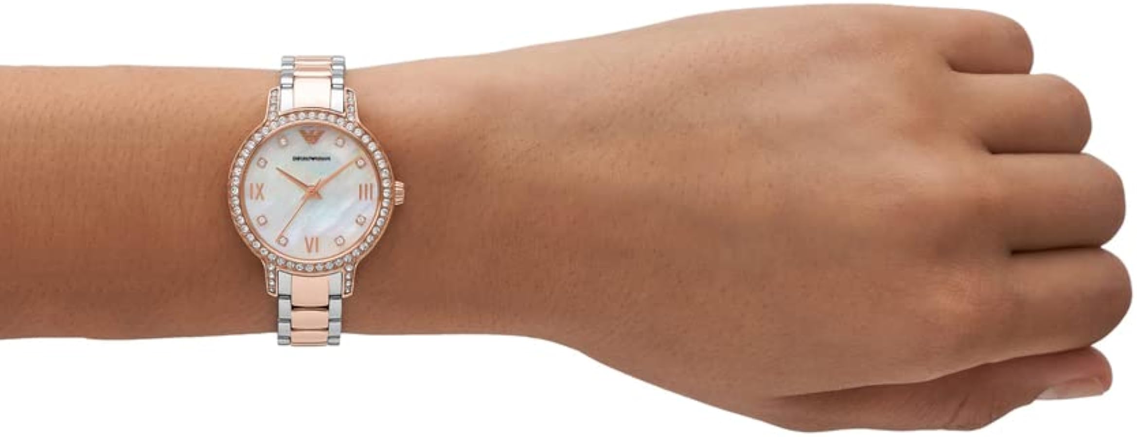 Emporio Armani Cleo Mother of Pearl Dial Two Tone Steel Strap Watch For Women - AR11499