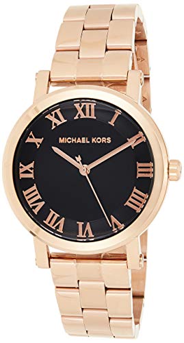 Michael Kors Noire Black Dial Rose Gold Steel Strap Watch for Women - MK3585