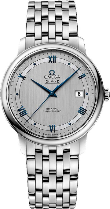 Omega De Ville Prestige Co-Axial Rhodium Silver Dial Silver Steel Strap Watch for Men - 424.10.40.20.02.001