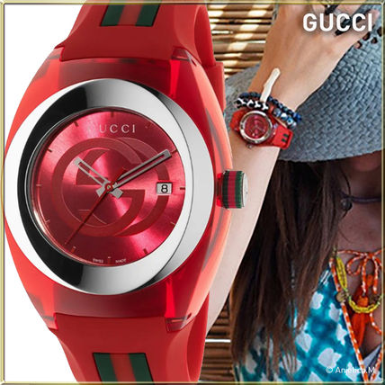Gucci Sync XXL Quartz Red Dial Red Rubber Strap Unisex Watch - YA137103