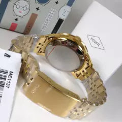 Fossil Townsman Chronograph Skeleton Gold Dial Gold Steel Strap Watch for Men - ME1137