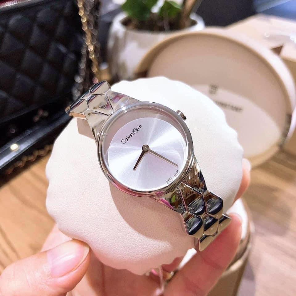 Calvin Klein Snake Silver Dial Silver Steel Strap Watch For Women - K6E23146