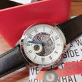 Fossil Grant Skeleton White Dial Black Leather Strap Watch for Men - ME3053