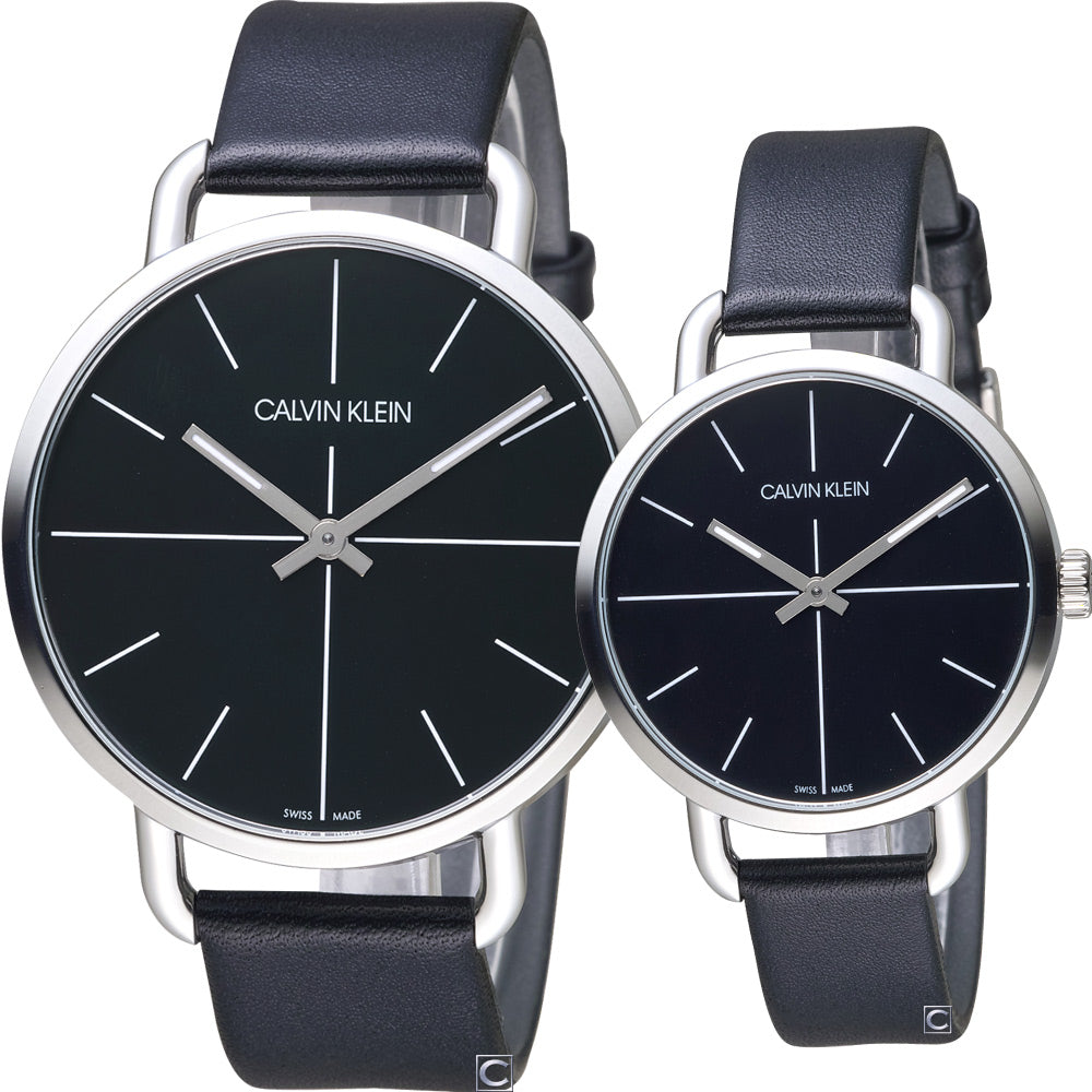 Calvin Klein Even Black Dial Black Leather Strap Watch for Women - K7B231CZ