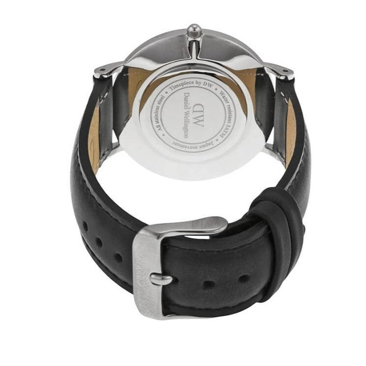 Daniel Wellington Classy Sheffield White Dial Black Leather Strap Watch For Women - DW00100080
