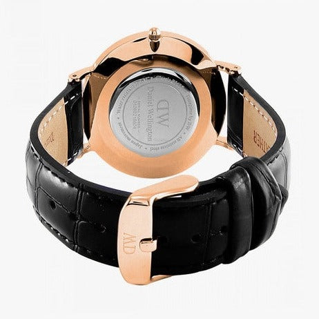 Daniel Wellington Classic Petite Reading Black Dial Black Leather Strap Watch For Women - DW00100223