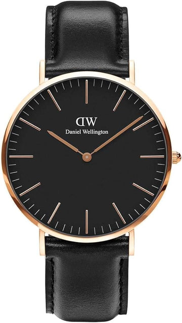 Daniel Wellington Classic Sheffield Black Dial Black Leather Strap Watch For Men - DW00100127