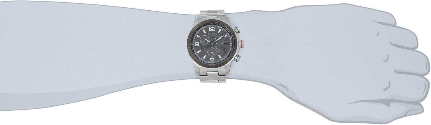 Gucci G Timeless Chronograph Grey Dial Silver Steel Strap Watch For Men - YA126238