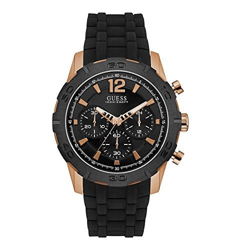 Guess Caliber Chronograph Black Dial Black Rubber Strap Watch for Men - W0864G2