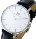 Daniel Wellington Classic Petite Sheffield White Dial Black Leather Strap Watch For Women - DW00100186