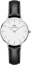 Daniel Wellington Classic Petite Sheffield White Dial Black Leather Strap Watch For Women - DW00100186