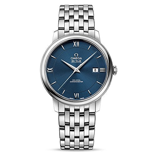 Omega De Ville Prestige Co-Axial Orbis Blue Dial Silver Steel Strap Watch for Men - 424.10.40.20.03.001