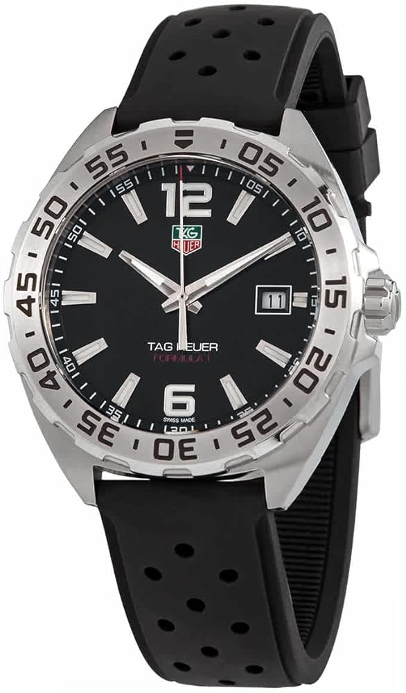 Tag Heuer Formula 1 Alarm Quartz Black Dial Black Rubber Strap Watch for Men - WAZ111A.FT8023