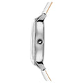 Swarovski Crystalline Hours Silver Dial White Leather Strap Watch for Women - 5295383