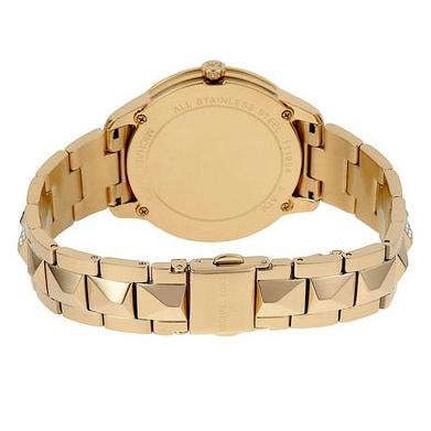 Michael Kors Petite Runway Mercer Blue Dial Gold Steel Strap Watch For Women - MK6673