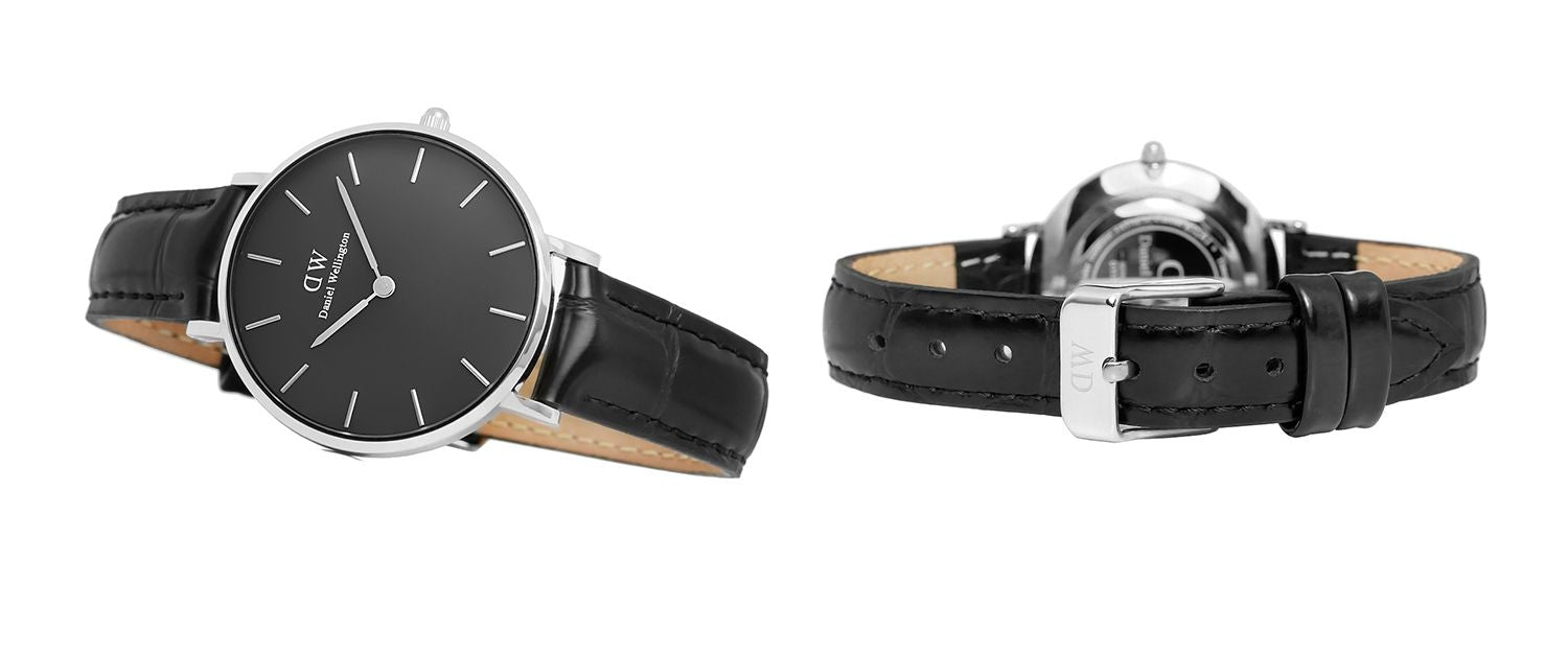 Daniel Wellington Classic Petite Reading Black Dial Black Leather Strap Watch For Women - DW00100179