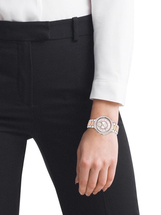 Michael Kors Madelyn Silver Dial Two Tone Steel Strap Watch for Women - MK6288