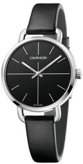 Calvin Klein Even Black Dial Black Leather Strap Watch for Women - K7B231CZ