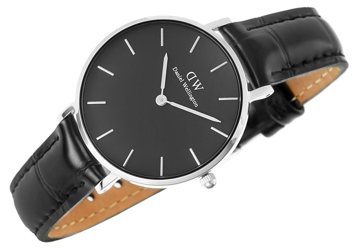 Daniel Wellington Classic Petite Reading Black Dial Black Leather Strap Watch For Women - DW00100179