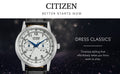 Citizen Eco Drive Silver Dial Black Leather Strap Watch For Men - AO9000-06B