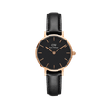 Daniel Wellington Classic Petite Sheffield Black Dial Black Leather Strap Watch For Women - DW00100224