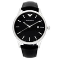 Emporio Armani Lambda Classic Quartz Black Dial Black Leather Strap Watch For Men - AR11020