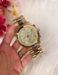 Michael Kors Runway Gold Dial Gold Steel Strap Watch for Men - MK8077
