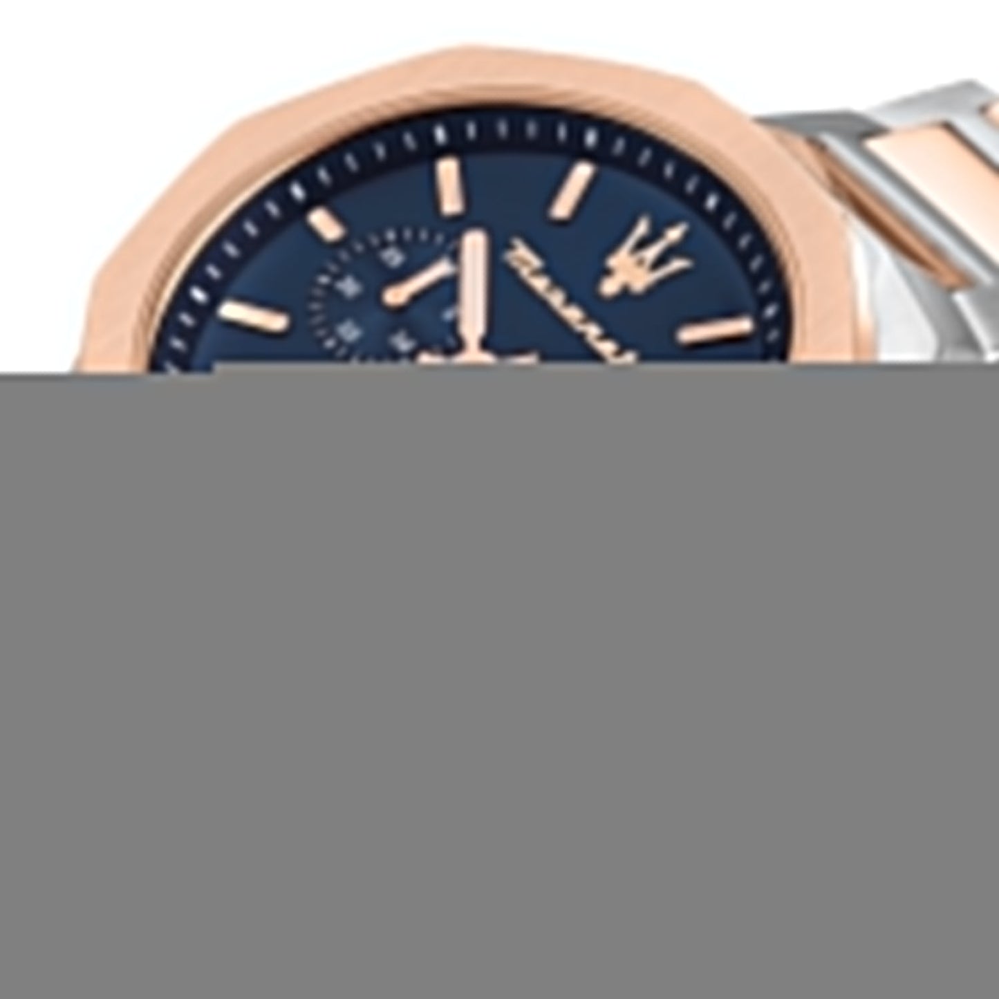 Maserati Stile Chronograph Blue Dial Rose Gold Two Tone Strap Watch For Men - R8873642002