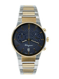 Salvatore Ferragamo Sapphire Chrono Blue Dial Two Tone Steel Strap Watch for Men - SFME00521