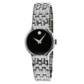 Movado Veturi Quartz Black Dial Silver Steel Strap Watch for Women - 0606338