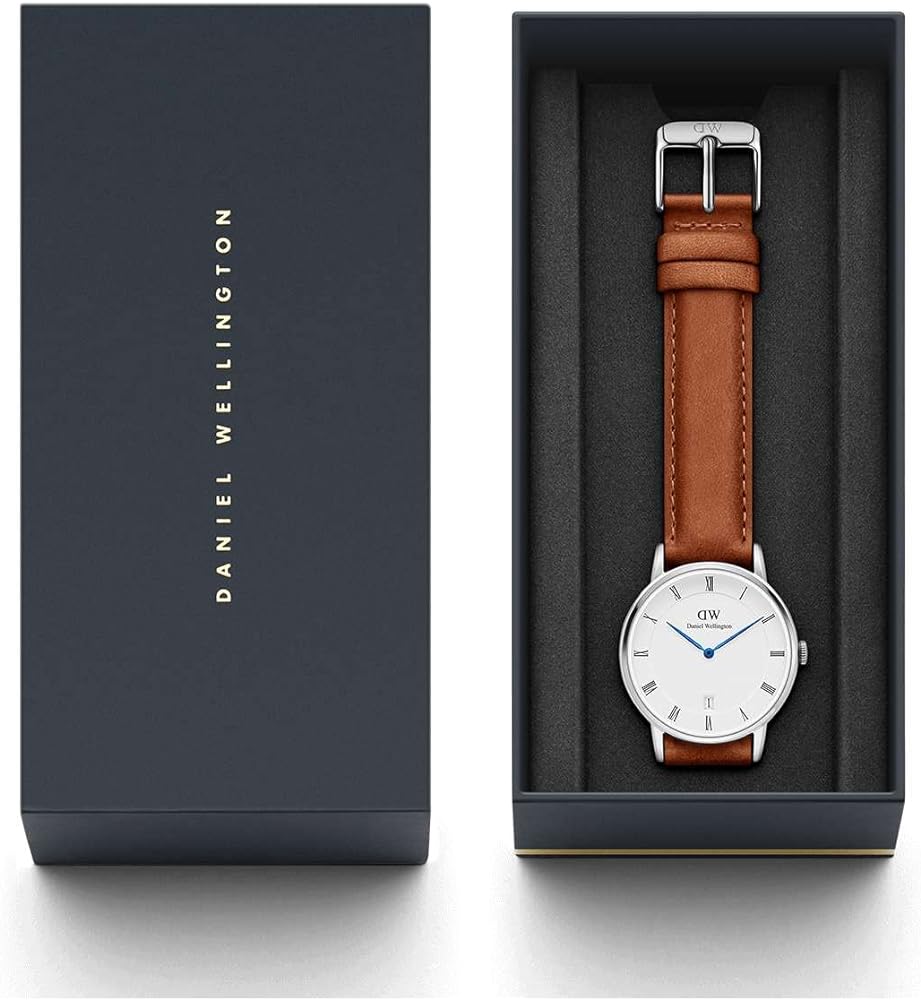 Daniel Wellington Dapper Durham Analog White Dial Brown Leather Strap Watch For Women - DW00100114