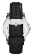 Fossil Grant Skeleton White Dial Black Leather Strap Watch for Men - ME3053