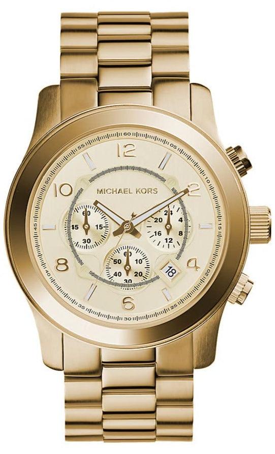 Michael Kors Runway Gold Dial Gold Steel Strap Watch for Men - MK8077