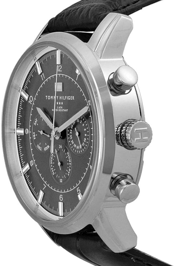 Tommy Hilfiger Harrison Chronograph Black Dial Black Leather Strap Watch for Men - 1790875