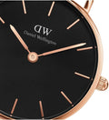Daniel Wellington Classic Petite Sheffield Black Dial Black Leather Strap Watch For Women - DW00100224