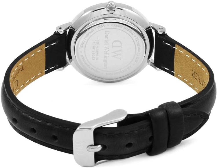 Daniel Wellington Classic Petite Sheffield White Dial Black Leather Strap Watch For Women - DW00100242
